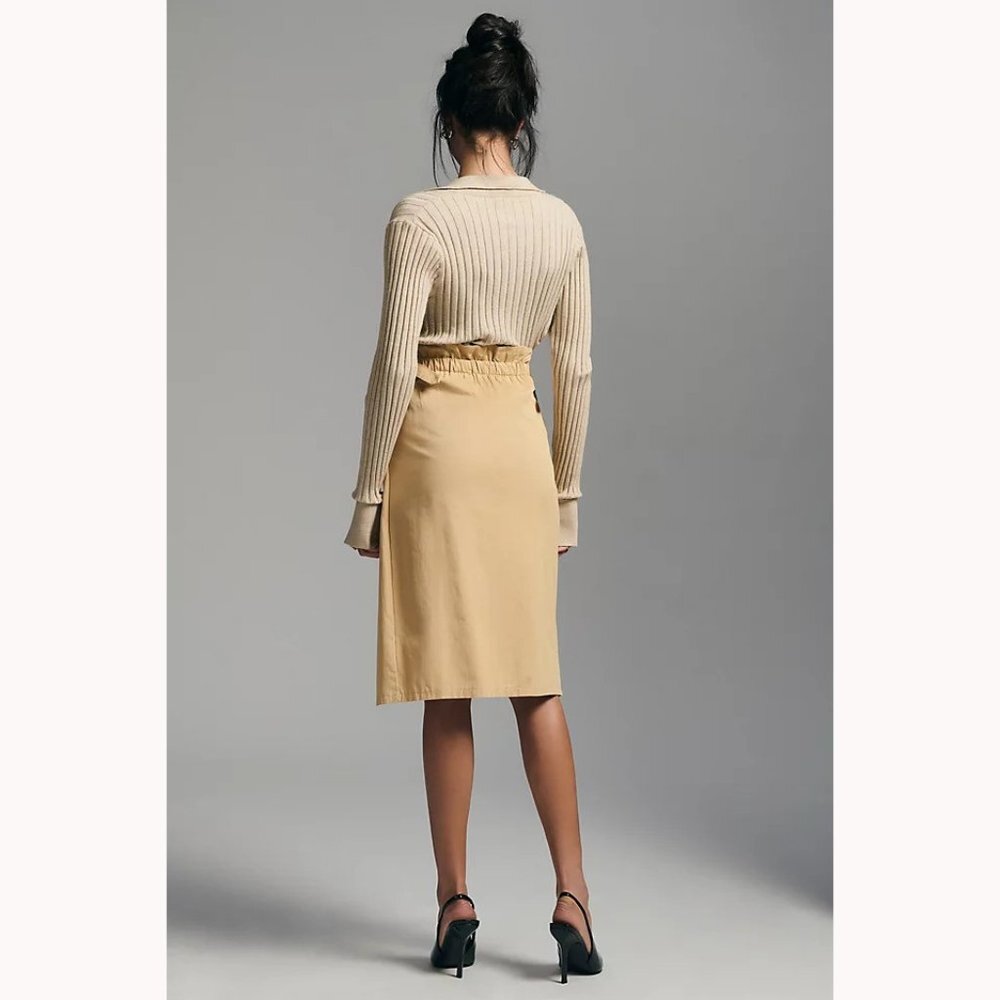 Anthropologie Eva Franco Trousers Wrap Midi Skirt Beige - Picture 6 of 6